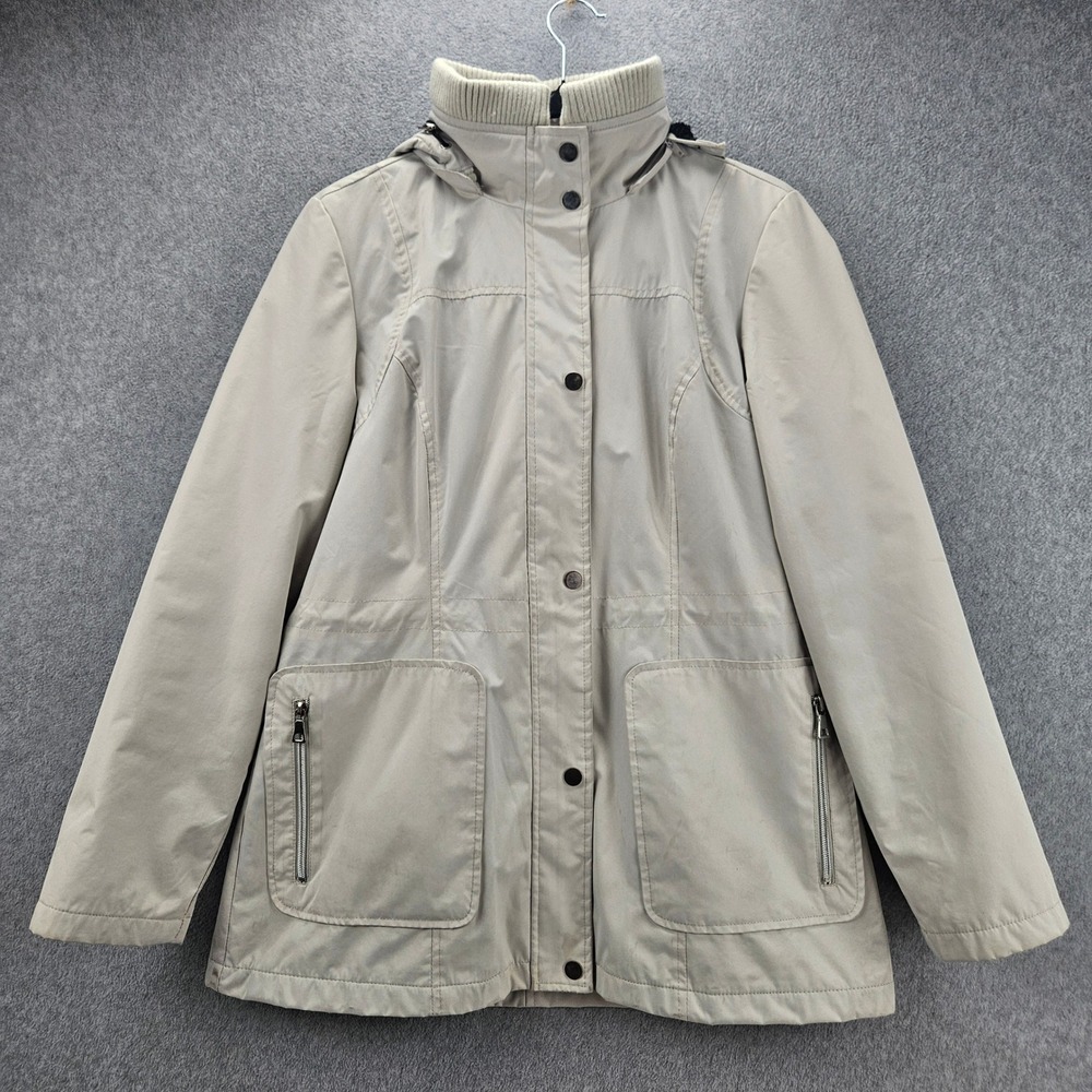 LONDON FOG | Womens Small Beige Hooded Fleece Lined Utility Parka Coat